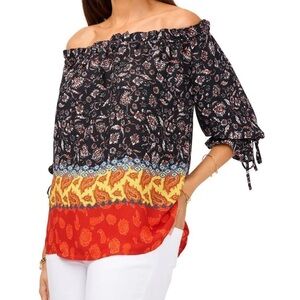 Vince Camuto off the shoulder floral print Boho 3/4 sleeves top blouse Sz XL